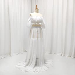 Cooling White Chiffon Maternity Dress - Breathable Lightweight Two Piece Off Shoulder Summer Gown for Maternity Photoshoot