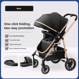 Lightweight 2in1 Baby Stroller High-view Four-wheel Baby Stroller Foldable Two-way Baby Stroller Removable Sleeping Basket