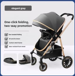 Lightweight 2in1 Baby Stroller High-view Four-wheel Baby Stroller Foldable Two-way Baby Stroller Removable Sleeping Basket