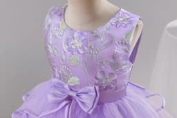 Girls' chiffon retro princess dress 4-12 years old flower embroidery long dress banquet host fashion high-end performance dress