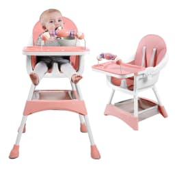 Convertible High Chair for Babies and Toddlers, Foldable, Easy Clean, Padded Seat, Footrest,Tray Cup Holder, 15 kg Max Load