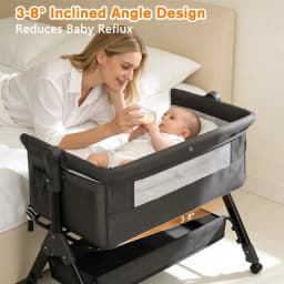 3 in 1 Baby Bassinet Bedside Sleeper, Easy to Assemble & Foldable Portable Baby Cradle for Newborns