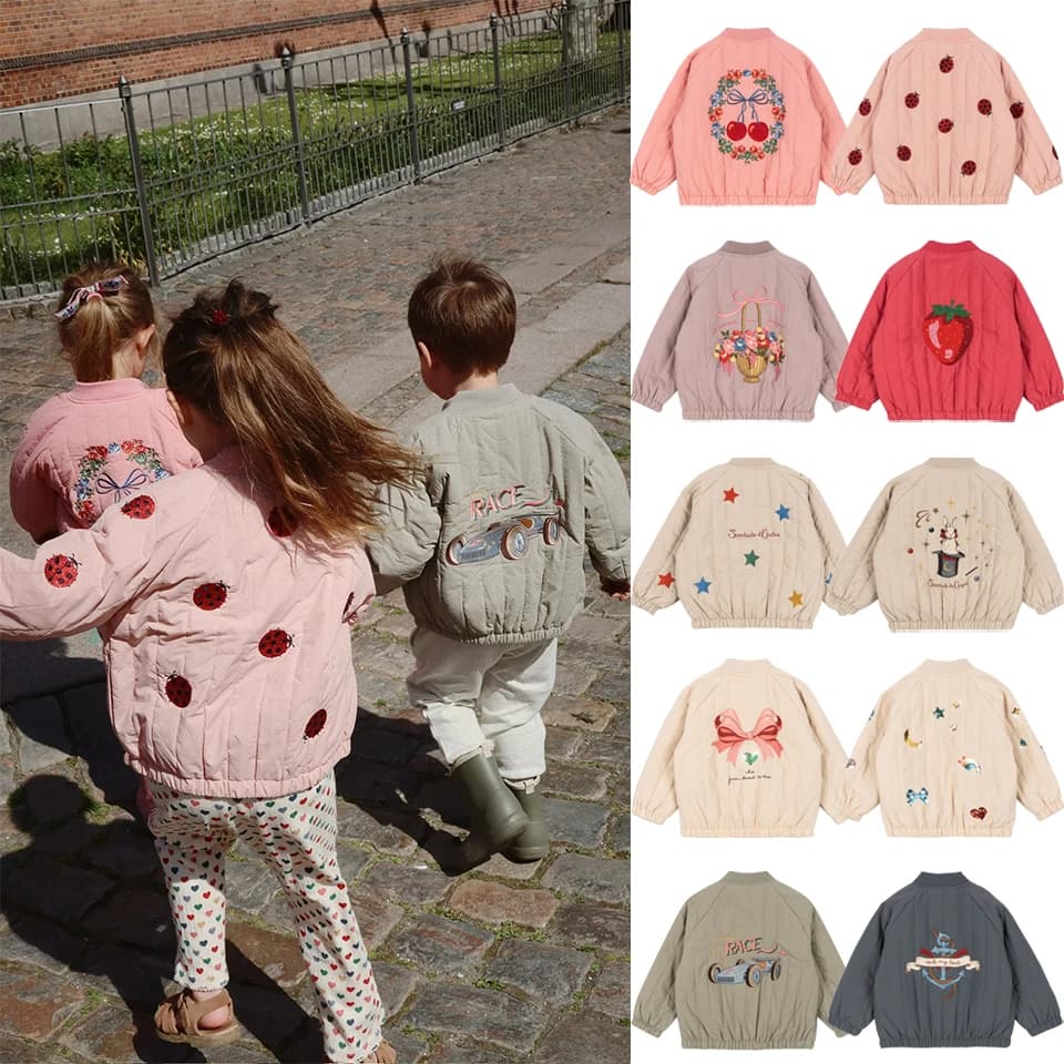 New 2025 KS Girls Cartoon Cotton Fleece Coats Winter Toddler Boys Lambswool Jacket Children Embroidery Coat Kids Outwear Clothes