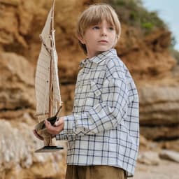 Dave Bella Children's Spring Plaid Shirt Boys Casual Outdoor Autumn Long Sleeve Blouse Tops Formal Brother Clothes DK1260609