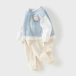 Dave Bella Baby Spring Jumpsuit Newborn Clothes Autumn Fake Two Piece Romper Boys Creeper Knitted Cute Leisure Comfort DB1260821
