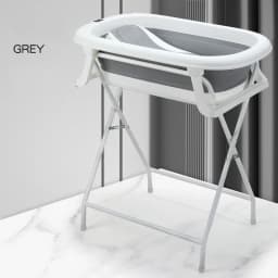 Newborn Bath Tub with Stand Set: Back-Friendly Bathing and Changing Table, Foldable, with Drain and Non-Slip Base for Baby