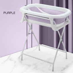 Newborn Bath Tub with Stand Set: Back-Friendly Bathing and Changing Table, Foldable, with Drain and Non-Slip Base for Baby
