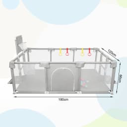 Large Playpen Baby XL 180x120cm, Playpen Baby Children's Playpen With Breathable Net, 50 Play Balls And 4 Pull Rings