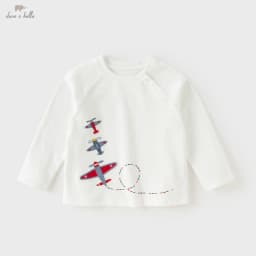 Dave Bella Children White T-shirt Boys Autumn Clothes Bottom Top Pullover Casual Pure Cotton Fashion Long Sleeve DB3262496