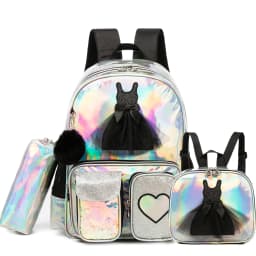 Girls Sequin Mermaid Backpack Set with Lunch Box, Lightweight Cute Bookbag for Kindergarten & Elementary Students