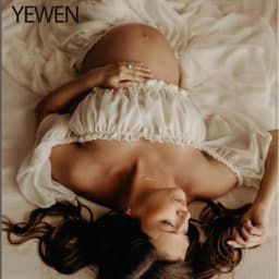 Silk Soft Organza Boho Two-Piece Maternity Dress Set Crop Top and Elastic Waist Skirt for Pregnancy Photoshoot YEWEN YW230309