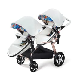 2025 New Twin baby strollers,Eggshel Double baby strollers,Luxury leather baby carriage,portable Folding Double Newborn Pram