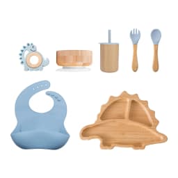 7pcs Silicone Baby Feeding Set Baby Feeding Supplies Kids Bamboo Dinnerware With Cup Children's Dishes Bowl Stuff Tableware Gift