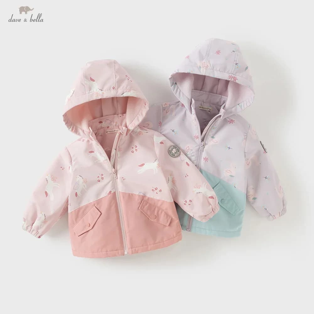 Dave Bella Children Girls Baby Tops Outerwear Autumn Winter Fashion Casual Sweet Cute Children's Overcoat Outdoor Warm DB3253553
