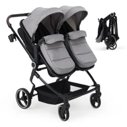 Double Stroller for Newborn and Toddler, Tandem Strollers with Lightweight Compact Fold, Adjustable Cancline for Twins Infant