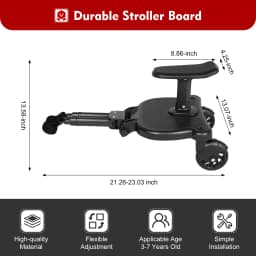 2-in-1 Ride-On Buggy Attachment, Adjustable Stroller Board 55lb Load Capacity Stroller Platform for Shopping Walks with Kids