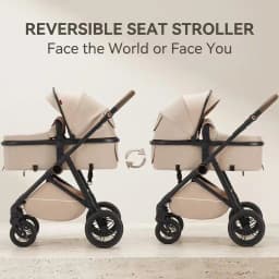 High Landscape Baby Stroller 2-in-1 Convertible Pram Infant Carriage Shock Absorbing Wheels Adjustable Handle Sturdy Durable