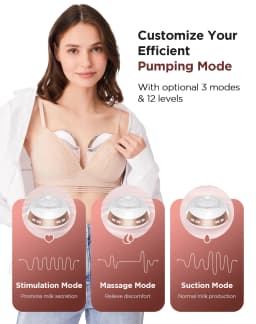 Electric Breast Pump 3 modes & 12 levels Hands-Free Breastpump, Pain-Free, BPA-Free Milk Collector with 17/19/21/24 mm Flange