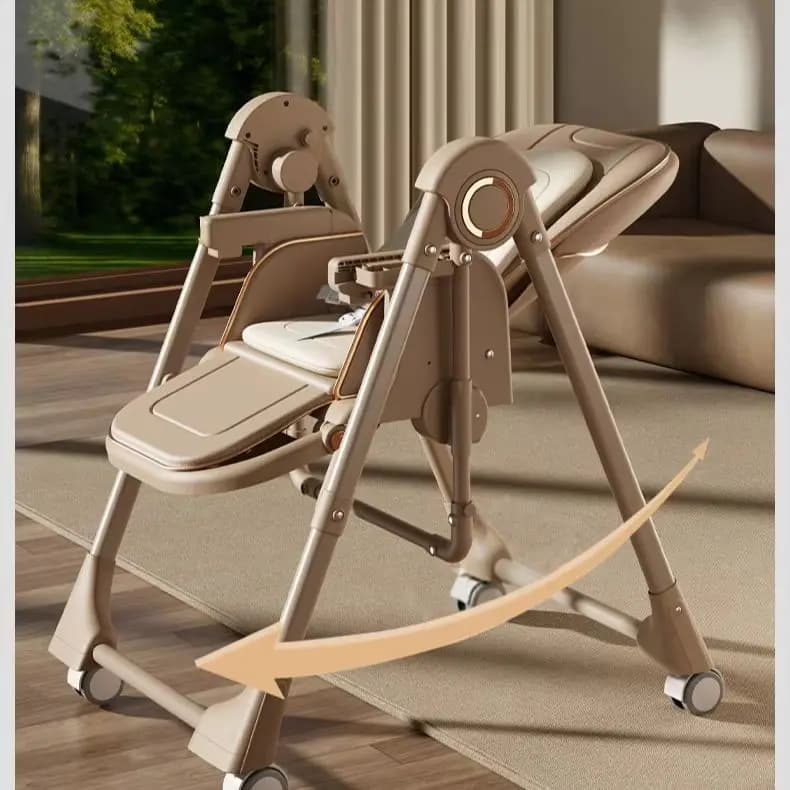 2-in-1 Baby High Chair Baby Feeding Chair Swing Mode Adjustable Double Tray Sturdy Foldable Baby High Chair Baby Feeding Chair