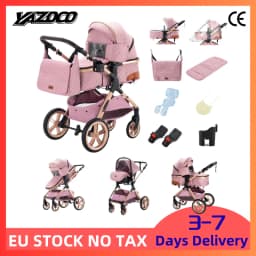 All-in-One 3 IN 1 High Landscape Four-Wheel Baby Stroller Foldable Shock Absorption Infant Pram Complete With Custom Supporting Mosquito Net Multi-Angle Reclining Seat Suitable For Newborns And Toddlers
