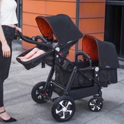 Lightweight Twin Baby Stroller Foldable Double Baby Stroller for Two Children Shock-absorbing Twin Baby Stroller Four Wheel Cart