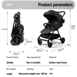 Lightweight Baby Stroller 2-in-1 can Sit and Lie Down Baby Pram Infant and Toddler Supplies Foldable Baby Pushchair with Universal Wheels Portable Baby Buggy One-button Folding Cost-effective Baby Carriage