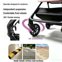Lightweight Baby Stroller 2-in-1 can Sit and Lie Down Baby Pram Infant and Toddler Supplies Foldable Baby Pushchair with Universal Wheels Portable Baby Buggy One-button Folding Cost-effective Baby Carriage