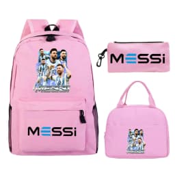 Funny Football Star Backpack For Student Girls 3Pc Schoolbag Lunch Bag Pencil Case 3Pcs/set Bagpack Outdoor Travel Knapsack