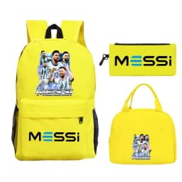 Funny Football Star Backpack For Student Girls 3Pc Schoolbag Lunch Bag Pencil Case 3Pcs/set Bagpack Outdoor Travel Knapsack
