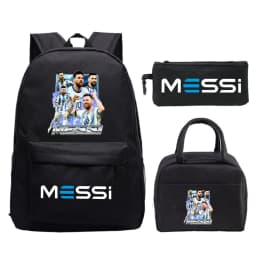 Funny Football Star Backpack For Student Girls 3Pc Schoolbag Lunch Bag Pencil Case 3Pcs/set Bagpack Outdoor Travel Knapsack
