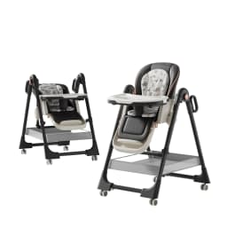 Multifunctional Baby High Chair Foldable Infant Dining Table Feeding Seat Reclining Sleep Cradle Aluminum Alloy Frame 4-Position Adjustable Food Tray Omnidirectional Lockable Brake Wheels Soft Cushion