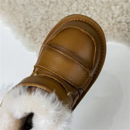 2025 Winter Children Snow Boots Genuine Leather Double Hook&Loop Warm Flush Kids Shoes Non-slip Fashion Girls Boys Boots