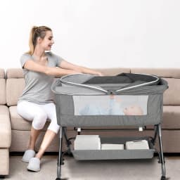 Baby Cot, 3 In 1 Baby Bed 4 Way Height Adjustment And Tilt Adjustment With Brake Bassinet Baby Portable Cot For Home And Travel