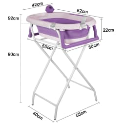 Baby Bathtub with Stand, Foldable Bathtub with Non-Slip Stand, Bath Mat and Bathtub Insert for Newborns and Toddlers