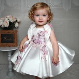 White Children's Princess Flower Dress Embroidered Girls' One-Year Birthday Sleeveless Tutu Dress High-end Dress for Show