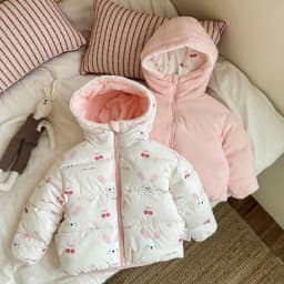 New Double-sided Down Cotton Jacket with Hooded Jacket for Children's Thickened Plush Children's Short Jacket