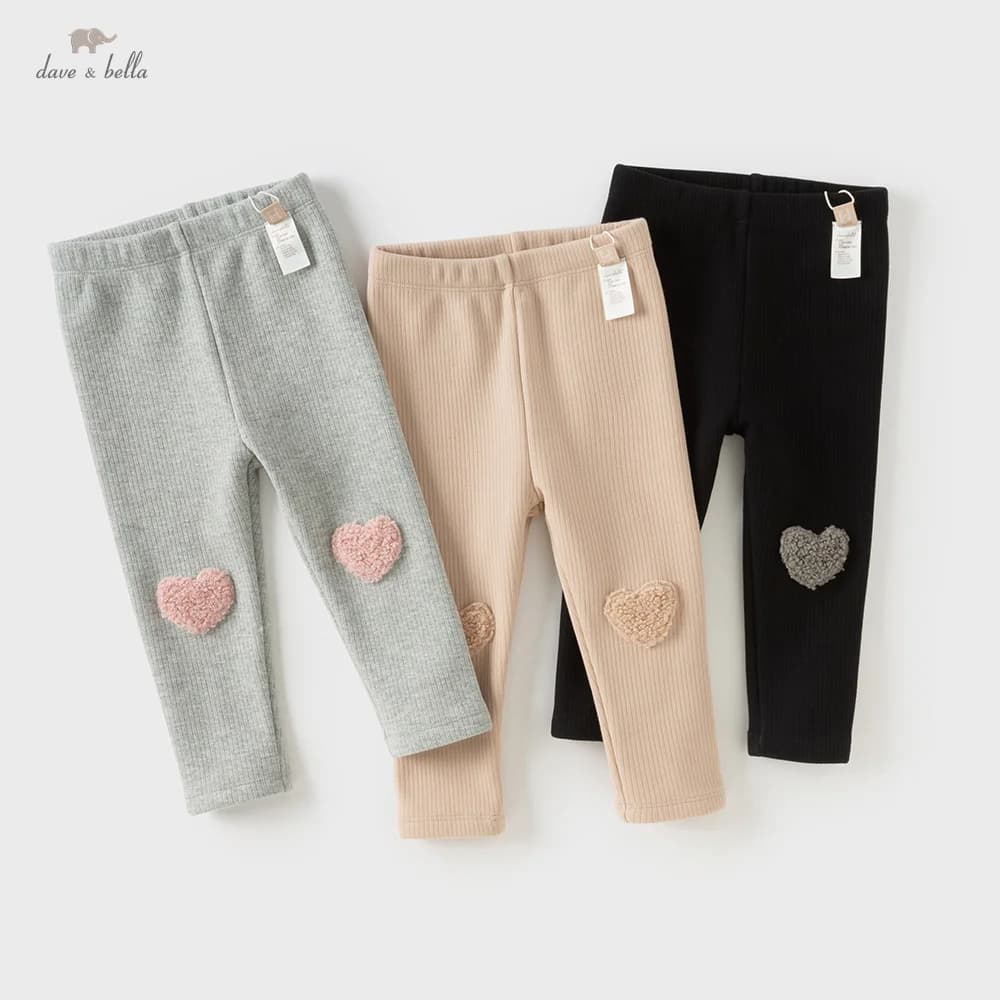 Dave Bella Baby Girls Leggings Winter Children Fashion Warm Trousers Love Pattern Elastic Pants Outdoor Girl Clothing DB4254128
