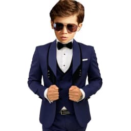 Sky Blue Elegant Shawl Lapel Tuxedo 3 Pieces Formal Banquet Outfit High Quality Children's Stylish Suit Set Party Wear 2-20T