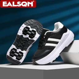Ultra Light Kids Roller Skate Shoes with 4 Removable Wheels Breathable Outdoor Sneakers for Boys & Girls Fashion Walking Shoes