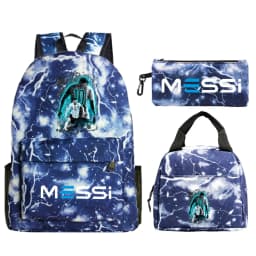 Children Teenger 3pcs Set Backpack Football Star Schoolbags Women Men Soccer Lover Backpack Pencil Bag Insulated Lunch Bags 3PCS