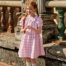Dave Bella Girls Summer Princess Dresses 7-13 Years Pink Plaid Children Short Sleeve Party Dress Sweet Clothes DK2262159