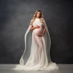 See Through Maternity Dress for Photo Shoot White Pregnancy Gown Floor Length Floating Tulle Pregnant Photography Props