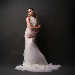 See Through Maternity Dress for Photo Shoot White Pregnancy Gown Floor Length Floating Tulle Pregnant Photography Props