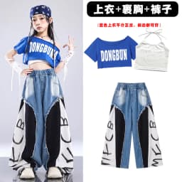 Girls K-pop Off-Shoulder Crop Top Joggers Pants Child Streetwear Girl Group Costume Kids Hip Hop Jazz Street Dance Clothes Set