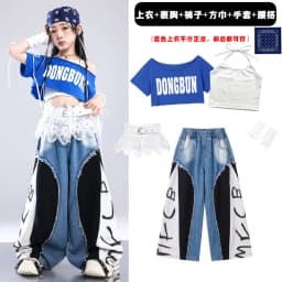 Girls K-pop Off-Shoulder Crop Top Joggers Pants Child Streetwear Girl Group Costume Kids Hip Hop Jazz Street Dance Clothes Set