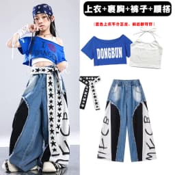 Girls K-pop Off-Shoulder Crop Top Joggers Pants Child Streetwear Girl Group Costume Kids Hip Hop Jazz Street Dance Clothes Set