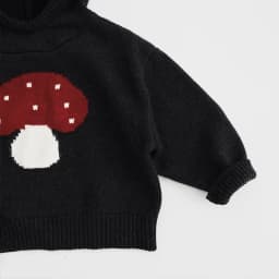 2026 New Children Mushroom Kniited Sweaters Hooded Korean Style Unisex Toddlers Kids Casual Sweater