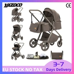 All-in-One 3 In 1 Baby Travel Combo High Landscape Stroller Set Comes With Standard Infant Safety Car Seat, Slim Lightweight Anti-Rust Aluminum Alloy Chassis, Soft Skin-Friendly Ventilated Mesh Summer Cushion, Space-Saving Quick Fold Toddler Pushchair, Re