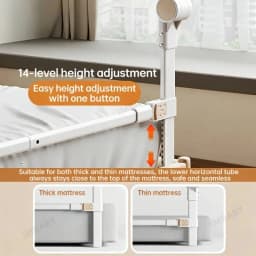 1 Side Bed Guard Rail for Toddlers 47" 59" 71" 78" Adjustable Folding Up Bed Railing Baby Bed Rails Guard for Twin Queen King Full Size Bed