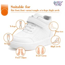 Orthopedic Casual Shoes for Kids White Color Leather Ankle Support School Footwear with Corrective Insole